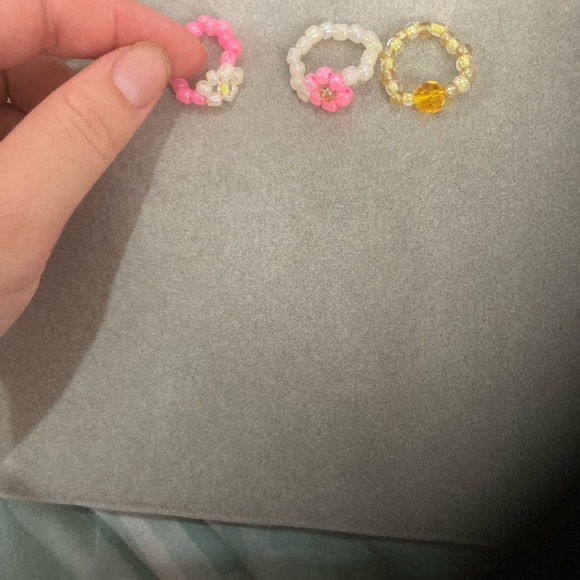 SALE Set of 3 beaded rings - Picture 2 of 3